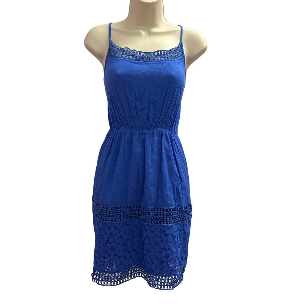 Pixley Blue SunDress with Flower Detail Size L Adjustable Straps